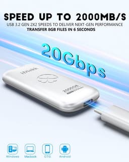 Externe SSD - Draagbare Harde Schijf - Snelle Data Overdracht - USB 3.2 Gen 2x2 - 256 GB - Zilver — thumbnail 5