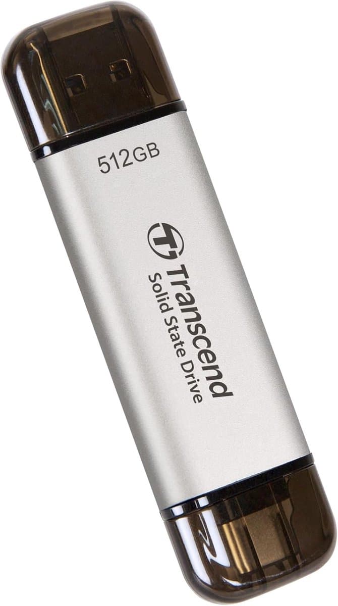 Externe SSD - Draagbare Opslag - Snelle Data Transfer - Dubbele Poort - 512 GB - Zilver — afbeelding 1