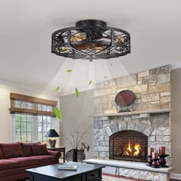 Plafondventilator met Licht - Ventilator zonder vleugels - Luchtcirculatie en verlichting - Stille kooiconstructie - 508 cm - Zwart — thumbnail 3