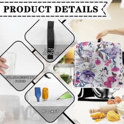 Mixerhoes Bloemenprint - Keukenmachine Cover - Keuken Apparaat Beschermen - Met Handige Zakken - 435x275x375 cm - Paars — thumbnail 2