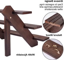 3-laags Oorbellen Display Riser in Koffiekleur, Houten Oorbellenhouder voor Sieraden, Perfect voor Creatieve Opslag en Presentatie, 39x31x25.7cm — thumbnail 4