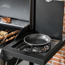 Gasbarbecue - Gasbarbecue en Gasgrill - 4 Branders & 1 Zijbrander - Grillwagen - met Grillrooster, Wielen, Bijzettafels, Drukregelaar, Slangen, Thermometer en Warmhoudplaten - 123 x 52 x 101 cm - Zwart — thumbnail 5