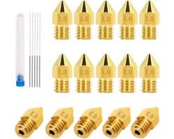 15 stuks 0.3 mm MK8 extruder nozzle + 5 stuks 0.25 mm roestvrijstalen naalden voor nozzle reiniging van 3D-printer