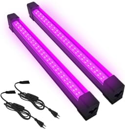 2 Stuks UV Lampen 10W met 50 LEDs - Oplaadbare Blacklight Lamp Bar 395nm met Schakelaar en Stekker — thumbnail 1