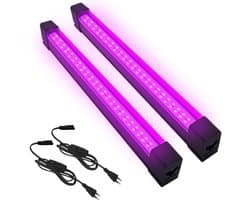 2 Stuks UV Lampen 10W met 50 LEDs - Oplaadbare Blacklight Lamp Bar 395nm met Schakelaar en Stekker