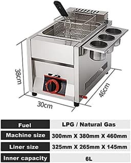 Commerciële gasfriteuse, 11 liter LPG-friteuse voor op het aanrecht, roestvrijstalen dubbele mand met verstelbare vlam en verwijderbare tank voor restaurants en thuisgebruik. — thumbnail 2