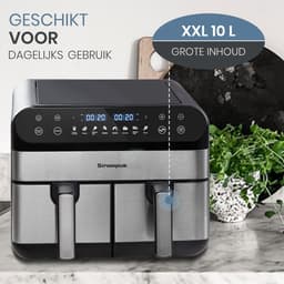 Digitale Airfryer XXL 11L Sinaopus 920 – Heteluchtfriteuse met Dubbele Mand en DualMand Onafhankelijke Snelle Opwarming – Voor Gezinnen – 8 Programma’s – LED Touchscreen – Kijkvenster – Makkelijk te Reinigen – Capaciteit voor 7 Personen — thumbnail 3