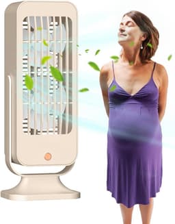 Ventilator Tafelmodel - Staan Ventilator - Persoonlijke Koelte - USB Oplaadbaar - Compact Design - Beige — thumbnail 1