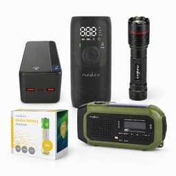 Nedis Noodpakket - Draagbare Noodradio - Powerbank 30000 mAh - Oplaadbare Zaklamp - Draagbare Compressor - 20 stuks AAA Alkaline Batterijen - Complete Survival Kit — thumbnail 1