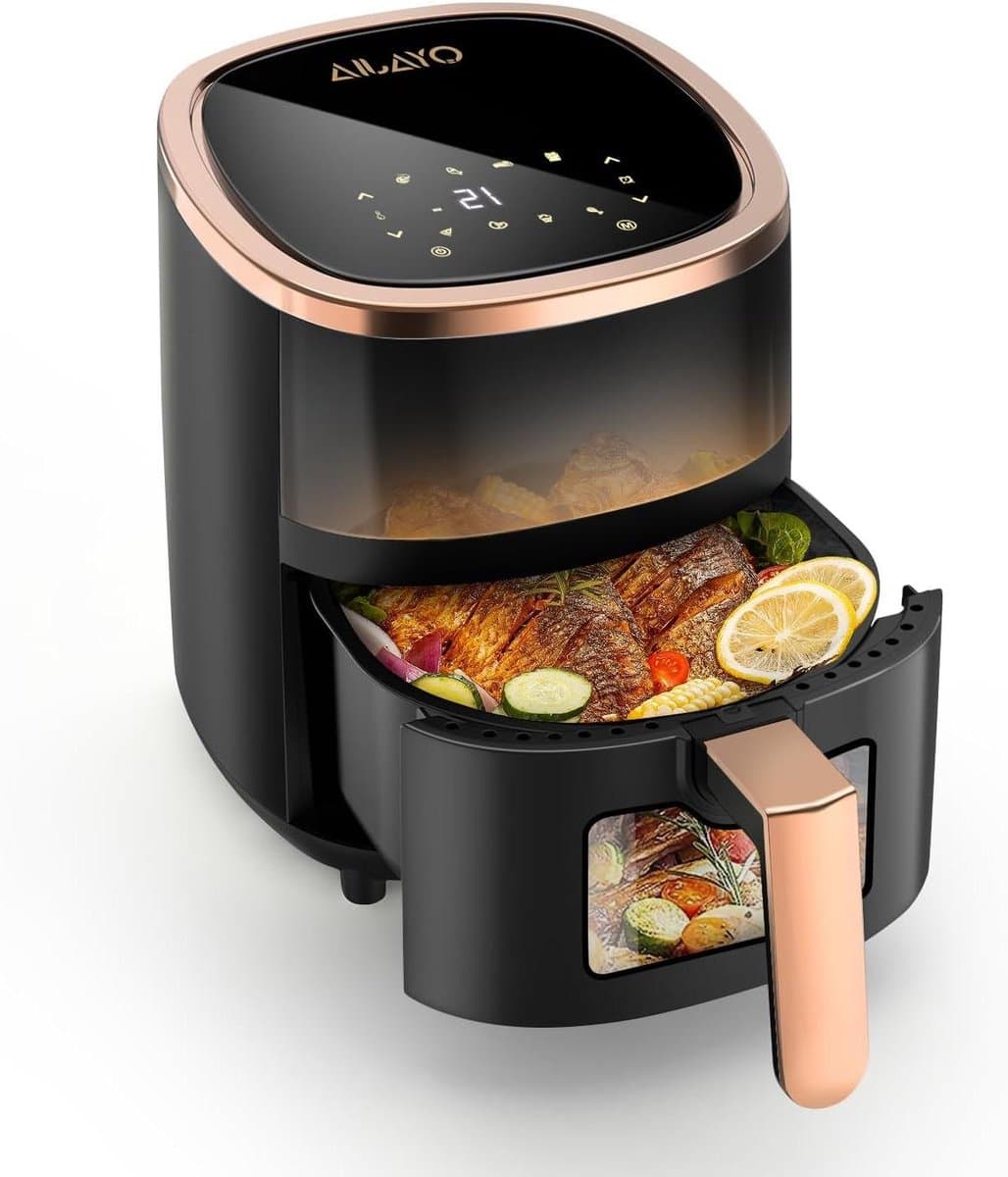 Heteluchtfriteuse - Airfryer - Gezond Koken - 8 Programma's - 6 Liter - Zwart — afbeelding 1