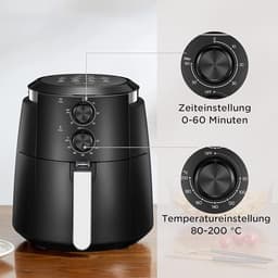 Heteluchtfriteuse - Olievrije Frituurpan - Gezond Koken - 8 Programma's - 55 Liter XL - Zwart — thumbnail 4
