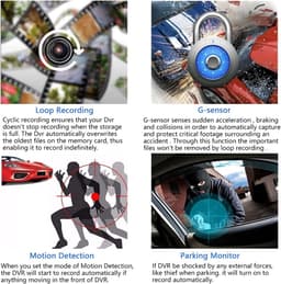Dashcam 3 Camera's - Auto Recorder DVR - Veilig Rijden - 4 Inch IPS Scherm - 64GB - Zwart — thumbnail 3