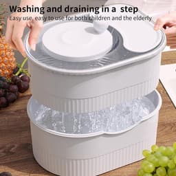 Fruit Spinner - Fruitwasser Kom - Groenten Wassen - Draaibaar Mechanisme - 32 x 19 x 15.5 cm - Wit — thumbnail 4