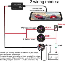 Dailygoody - Dash Cam Hardwire Kit - Mini USB Hard Wire Kit - Laagspanningsbeveiliging - 11Ft Oplader Netsnoer - 12V-28V naar 5V - Geschikt voor Dashc... — thumbnail 5