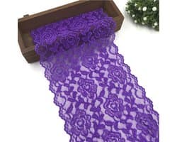 Kleurrijke elastische kant met bloemenpatroon, 5 yards, 18 cm breed, ideaal voor naaien, DIY-projecten en kledingdecoratie