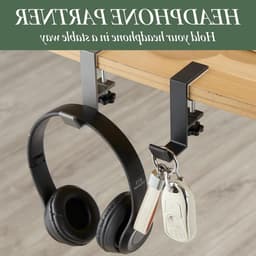 Verstelbare headset houder voor bureau, enkele haak, ideaal voor gaming en computergebruik, zwart kunststof, ruimtebesparend ontwerp — thumbnail 5