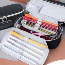Ruimtebesparende Canvas Etui met Slot, Ideaal voor School, Minimalistisch Ontwerp en Handvat voor Studenten, Zwart, Lockable Pennenhouder — thumbnail 2