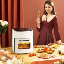 Slimme Airfryer Oven - Heteluchtfriteuse - Gezond Bakken - Olievrije Bereiding - 15 Liter Capaciteit - Zwart — thumbnail 2