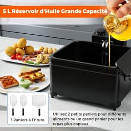 Elektrische Friteuse - Vetvrije Frituurpan - Familie Frituren - Dubbele Olie Mand - 5 Liter Capaciteit - Zwart — thumbnail 3