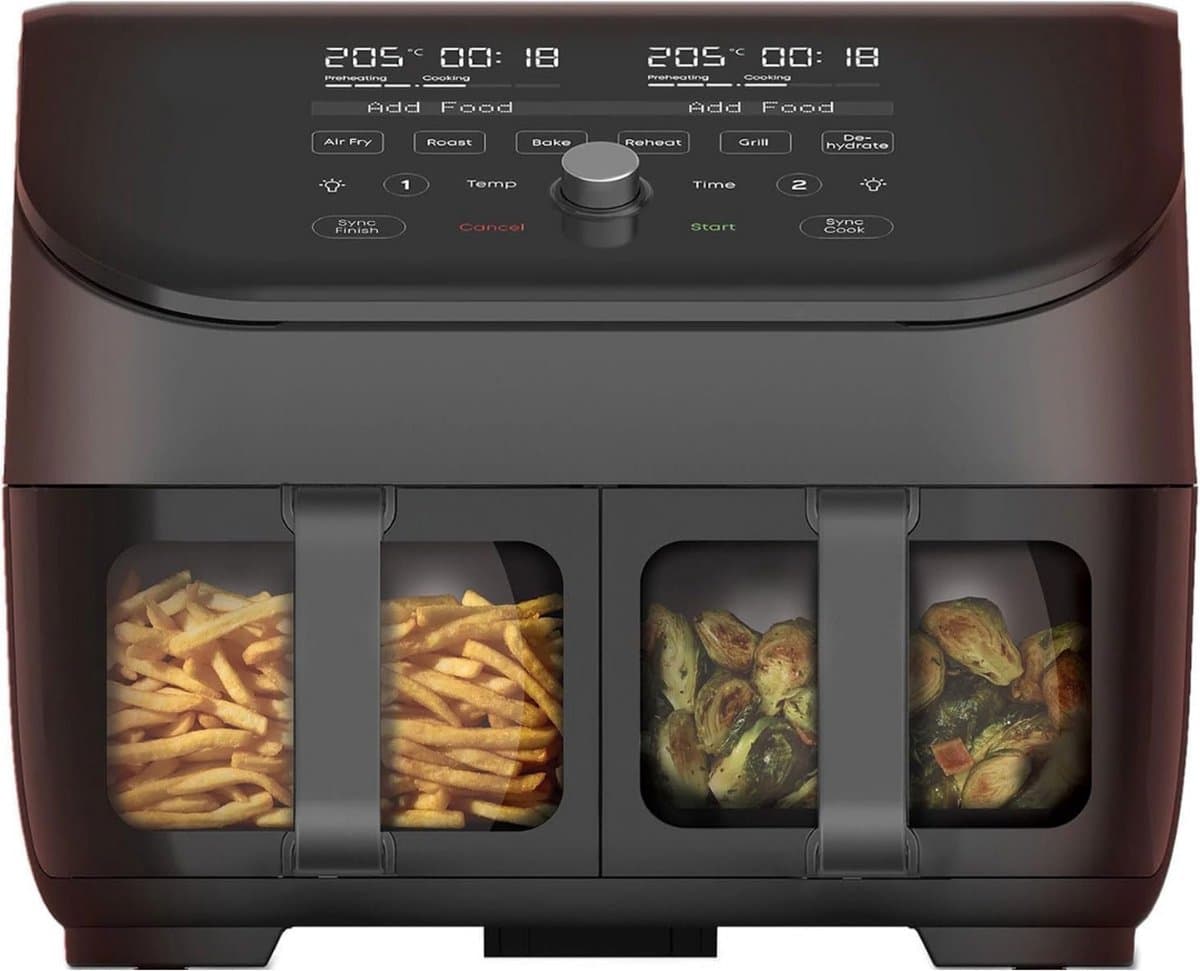 Instant Vortex Plus 7,6L Digitale Heteluchtfriteuse met ClearCook & Dubbele Mand 8 in 1 Slimme Programma's 1700W Zwart XL Capaciteit — afbeelding 1