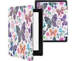 Lunso Geschikt voor Kobo Aura Edition 1 hoes (6 inch) - sleepcover - Vlinders