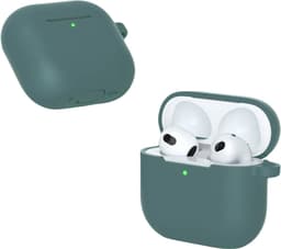 ShieldCase Siliconen Hoesje met Koordje Geschikt voor Airpods 4 - Siliconen Case voor Apple Airpods 4 Case Hoesje - Donkergroen — thumbnail 2