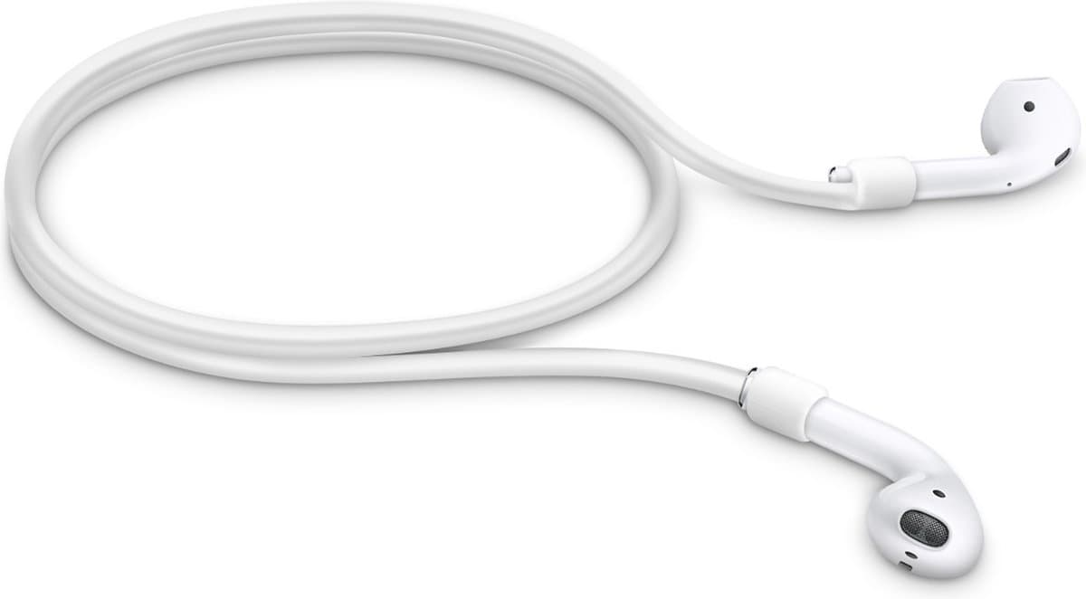 kwmobile riem geschikt voor Apple Airpods 1 / 2 / Pro / 3 hoofdtelefoon - hoofdtelefoonhouder band riem in wit — afbeelding 1