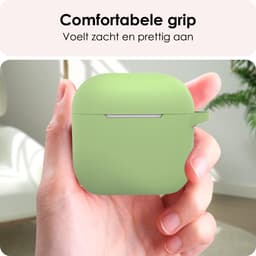 Hoes - Geschikt voor Apple AirPods 4 - Siliconen Hoesje met Clip - Silicone Case Cover - Groen — thumbnail 4