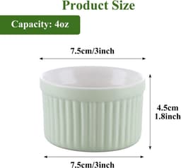 Set van 8 Porseleinen Schaaltjes (120ml) voor Crème Brûlée, Soufflé en Sauzen - Oven & Airfryer Geschikt — thumbnail 2