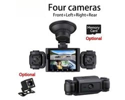 Dashcam met dubbele camera | 1080p camera aan de voorzijde & 480p ingebouwde camera, infrarood nachtzicht, 5,08 cm IPS-scherm, groothoeklens, dubbele lens, universeel ontwerp.