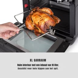 DYNA® Mini Airfryer - Airfryer - Heteluchtfriteuse - Compact - Zwart - 32cm x 36cm x 37cm — thumbnail 3