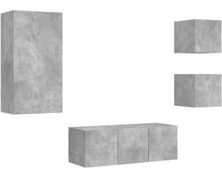 Tv-wandmeubelset - Zwevend meubel - Woonkamer organiseren - Met LED verlichting - 35 x 305 x 30 cm - Betongrijs