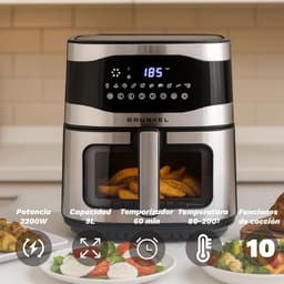 Luchtfriteuse - Heteluchtoven - Gezond Koken - Fry Force Technologie - 9 Liter - Zwart Zilver — thumbnail 3