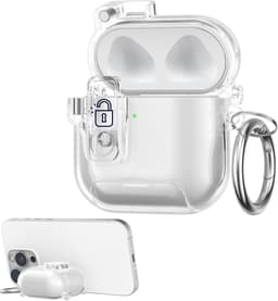 kwmobile Transparante hoofdtelefooncase voor Apple Airpods 4 hoes - Headphones TPU cover met standaardfunctie en veiligheidsvergrendeling - transparant — thumbnail 1