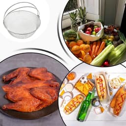 Airfryer Mand - Friteuse Accessoire - Gelijkmatig Koken - Roestvrij Staal - 21cm Diameter - Zilver — thumbnail 3