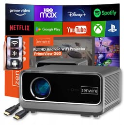 Zenwire G60 Beamer - Full HD 1080p 4K Support - Officiële Google TV Android 14 - 1300 ANSI Lumen - Contrast 10000:1 - WiFi 6 - Bluetooth - Smart Mini Projector — thumbnail 1