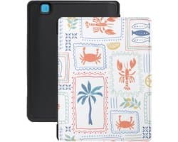 Lunso Geschikt voor Kobo Aura H20 Edition 2 hoesje (6.8 inch) - Vegan Saffiano Leren Sleep Cover - Riviera Postcards - (niet voor de Kobo Aura edition 2)