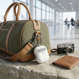 Luxe beschermhoes voor AirPods Pro 3 – Minimalistisch design met sleutelring (Wit) — thumbnail 3