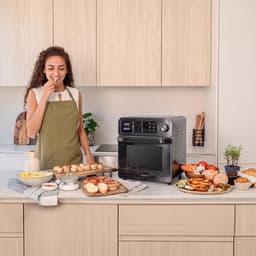 Heteluchtoven Frituur - Keukenapparaat Multifunctioneel - Gezond Koken - Touchscreen Display - 15 Liter Capaciteit - Grijs — thumbnail 6