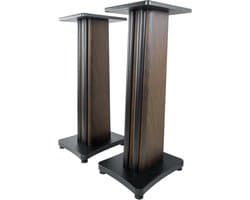 Set van 2 Stevige Houten Luidsprekerstandaards Donker Houtnerf 70 cm Hoog voor Boekenplankspeakers