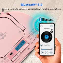 MEDION DRX-1 Plus Boombox (draagbare DAB+ & FM-radio, Bluetooth, cd-speler, MP3, cassette, hoofdtelefoonaansluiting, stereo, AUX, netstroom & batterijen) roze — thumbnail 4