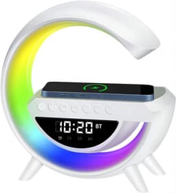 Bluetooth-luidspreker - 1 stuk - Luidspreker - Draadloze oplaadbare bureaulamp - Draadloos opladen - Multifunctioneel - LED - Nachtlampje voor naast het bed - Slaapkamerdecoratie - Wit — thumbnail 1
