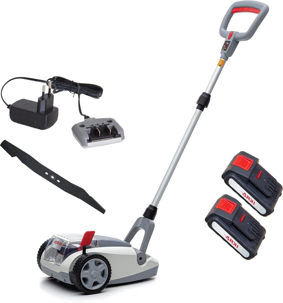 Accu Grasmaaier – Eenhandsmaaier – Mulchmaaier – Loopmaaier – Tuinmaaier – Compacte Maaibreedte 21 cm – Inclusief 2x 20V Accu’s — afbeelding 1