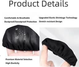 Stretchy Wasbare Hoofdtelefoons - Diameter 9 cm - Pack van 6 - Wasbaar - Rekbare Oorkop Bescherming voor Grote Over-Ear Headsets (6 cm-8.5 cm) - Zweetbescherming voor Gym en Gaming - Zwart — thumbnail 4