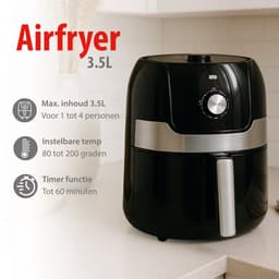 alpina Airfryer 3.5L - Heteluchtfriteuse 1-4 Personen - Air Fryer met Timer Functie - Instelbare Temperatuur 80 tot 200 Graden - Heteluchtoven 1400W — thumbnail 2