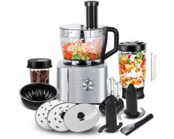 LUMÉ STORE 11-in-1 Keukenmachine – Keukenmixer– 3 Snelheden – Blender - Foodprocessor – Groentesnijder - 1100 W - ABS – Zwart