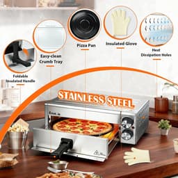 Elektrische Pizzaoven en Heteluchtfriteuse (Airfryer) - RVS, 1800W, Timer & Temperatuur Instelbaar — thumbnail 5