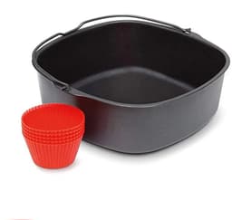 Keukenaccessoireset Baking Master met bakvorm en siliconen muffinvormpjes - voor compacte airfryer-modellen - Zwart — thumbnail 1