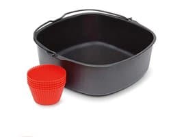 Keukenaccessoireset Baking Master met bakvorm en siliconen muffinvormpjes - voor compacte airfryer-modellen - Zwart