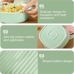 Keramische ovenschaal, 650 ml, vierkante bakvorm, 7 inch ovenvorm, keramische bakvorm met handvatten voor lasagne, vlees, groenten, voor airfryer, oven, magnetron (groen) — thumbnail 7